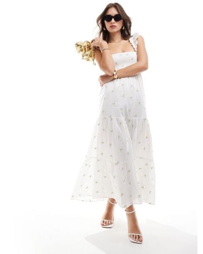 Nobody's Child Maya Embroidered Midaxi Dress - White