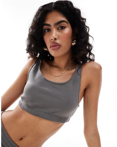 Noisy May Jersey Cropped Top - Grey