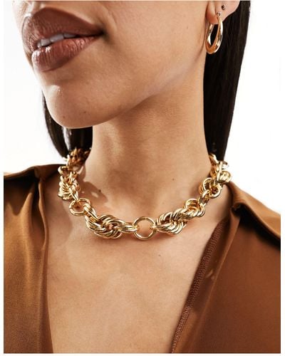 ASOS Necklace With Twist Chain Design - Brown