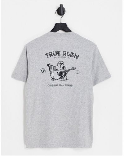 True Religion T-shirt Met Print Op - Grijs