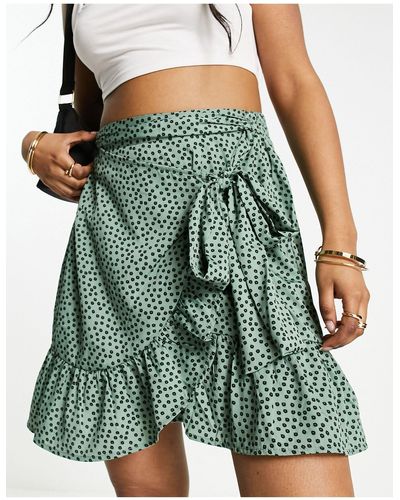 ONLY Ruffle Wrap Mini Skirt - Green