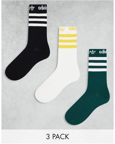 adidas Originals Script 3 Pack High Socks - White