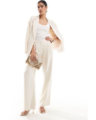 Pretty Lavish Hen Tailored Satin Trouser Suit Co-ord - White