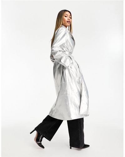 Jayley Trench-coat métallisé - Blanc