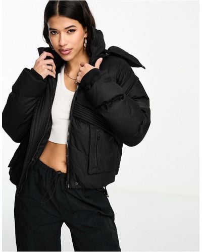 The Couture Club Oversized Cropped Puffer Jacket - Black