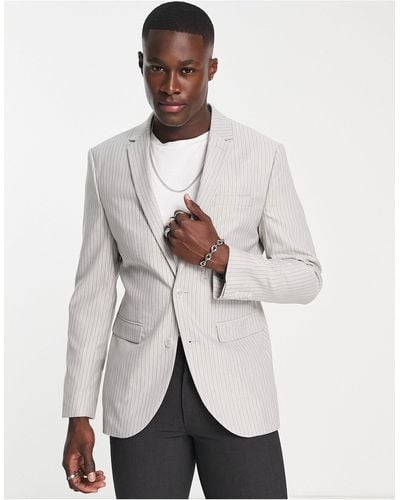 TOPMAN Grey Suit Jacket - White