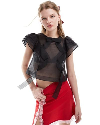 Sister Jane Dream Organza Bow Top - Red