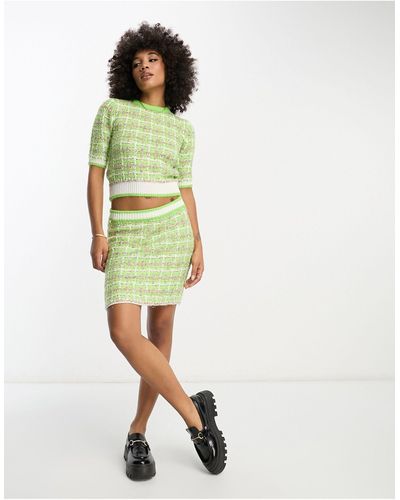River Island Textured Check Knit Skirt Co-ord - Green