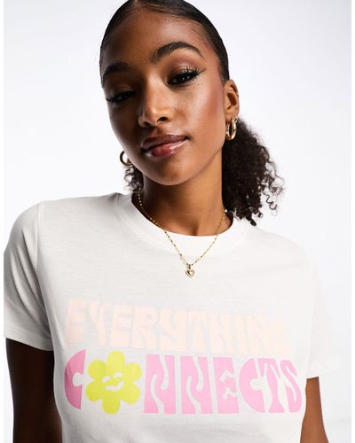 French Connection T-shirt à inscription « everything connects » - Blanc