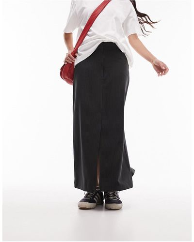 TOPSHOP Tailored Mid-rise Midi Skirt - Black
