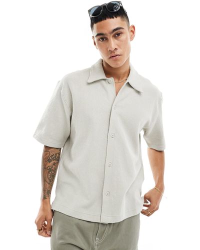 Weekday Sander - chemise texturée - beige kaki - Blanc
