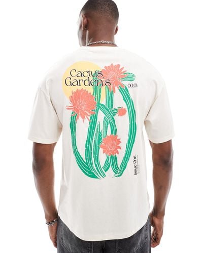Jack & Jones Oversized Cactus Back Print T-shirt - Grey