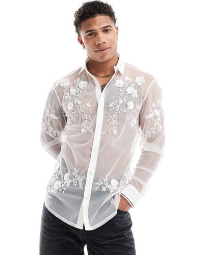 ASOS Premium Hand Embellished Regular Shirt - White