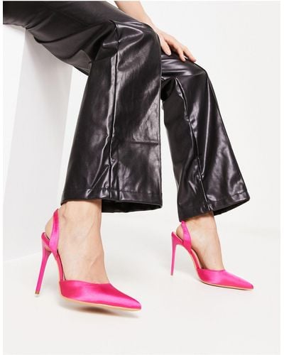 Truffle Collection Pointed Sling Back Stiletto Heeled Shoes - Pink