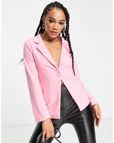 Rebellious Fashion Tailored Blazer - Pink