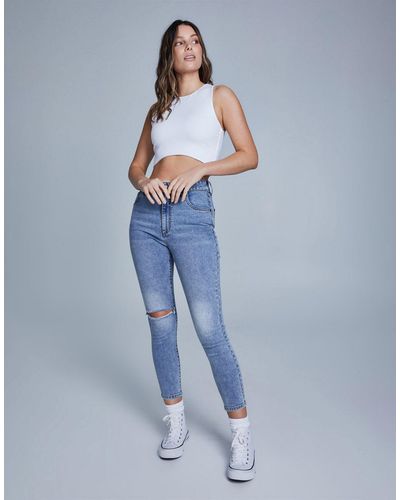Cotton On High Rise Cropped Skinny Jean - Blue