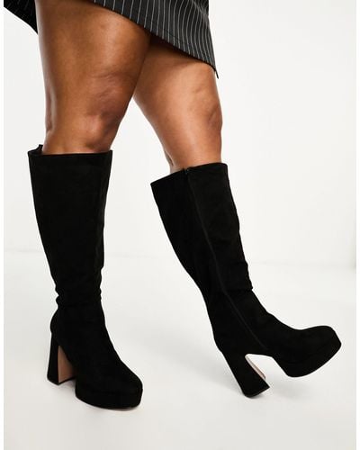 ASOS Curve Capri Platform Knee Boots - Black