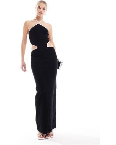 Pretty Lavish Contrast Binding Knit Midaxi Dress - Black