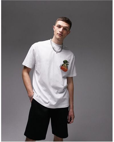 TOPMAN Oversized Fit T-shirt With Napoli Print - White