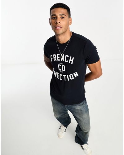 French Connection T-shirt con logo - Blu