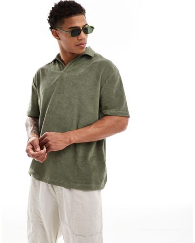 ASOS Relaxed Revere Towelling Polo - Green