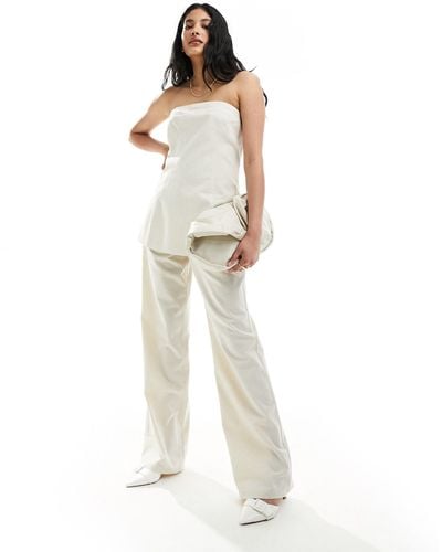 4th & Reckless Tailored Linen Wide Leg Trousers Co-ord - White
