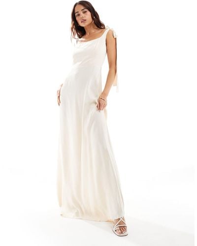 Maids To Measure Bridesmaid Tie Shoulder Maxi Dress - White