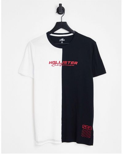 Hollister T-shirt Met Grote Zoom, Logo En Ombre Print - Wit