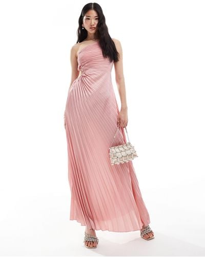 New Look One Shoulder Pleated Midi Dress - Pink