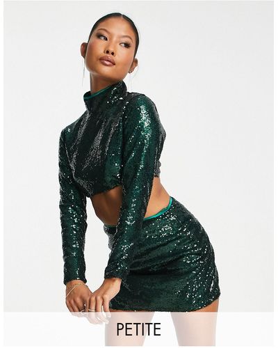 Collective The Label Exclusive High Neck Sequin Top Co-ord - Green