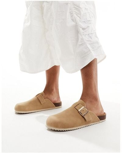 Truffle Collection Faux Suede Clogs - White