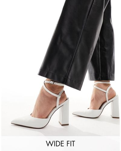 ASOS Wide Fit Paige High Block Heels - White