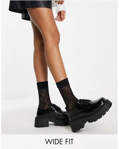 Truffle Collection Chaussures à lacets chunky à semelle oversize - pointure large - Noir