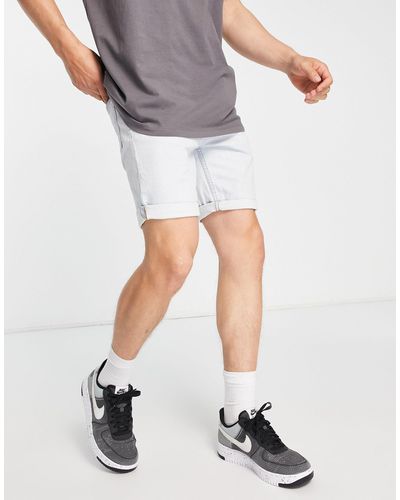 Pull&Bear Slim Denim Shorts - White