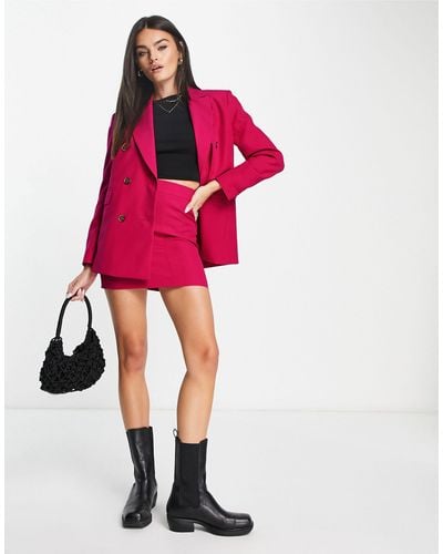 ASOS Boxy Double Breasted Suit Blazer - Red