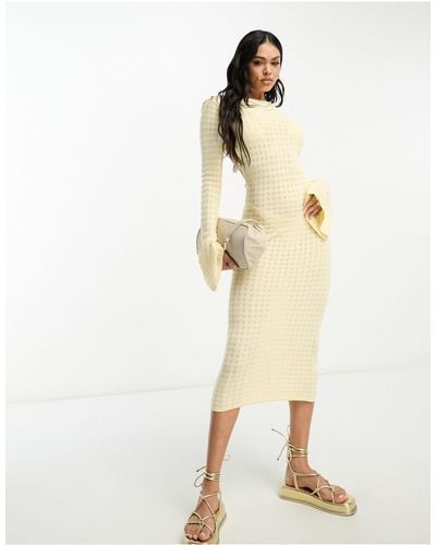 4th & Reckless Costella Crochet Knit Midaxi Summer Dress - Natural
