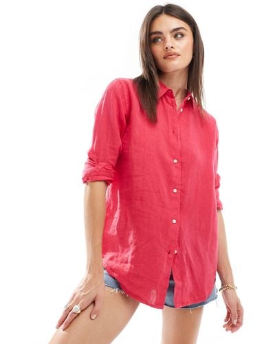Superdry Casual Linen Boyfriend Shirt - Pink