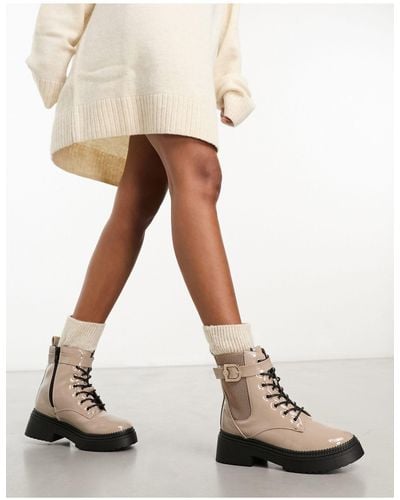 River Island Lace Up Buckle Boot - White