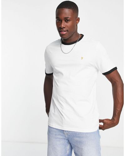Farah Groves Ringer Cotton T-shirt - White