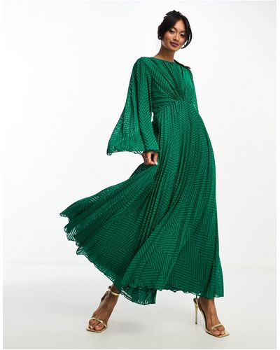 ASOS Vestito midi a pieghe - Verde