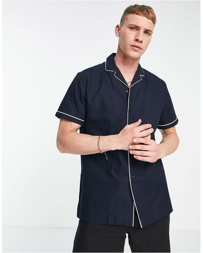 SELECTED Revere Short Sleeve Shirt - Blue