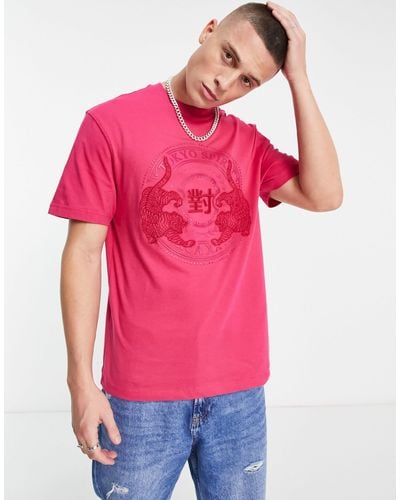 River Island T-shirt classique avec imprimé japonais - vif - Rose