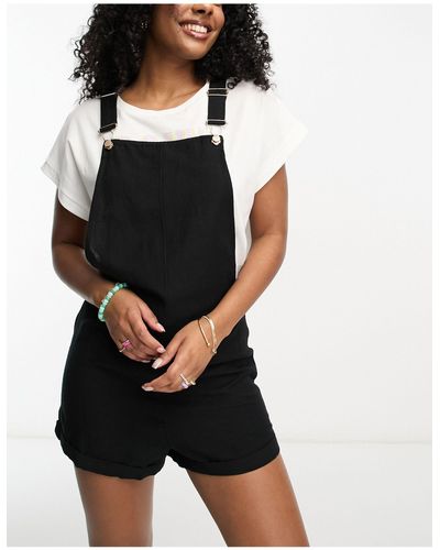 Roxy Silver Sky Again Summer Dungaree Playsuit - Black