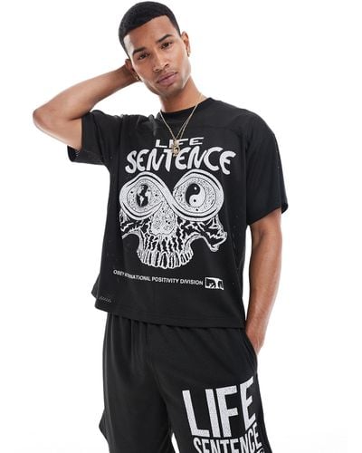 Obey Co-ord Graphic Mesh T-shirt - Black