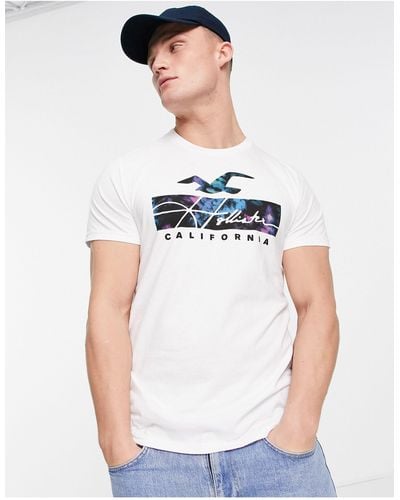 Hollister Front Tie Dye Fill Logo T-shirt - White