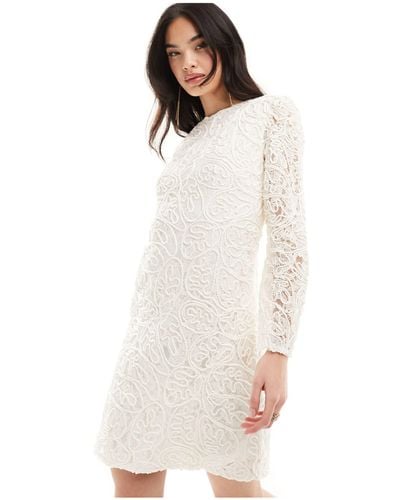 Y.A.S Bridal Layered Lace And Twisted Rope Mini Dress With Key Hole Back - White