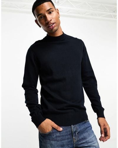 French Connection Cotton Turtle Neck Sweater - Blue
