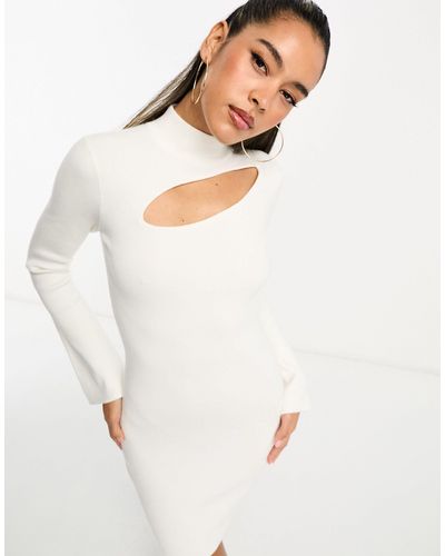 Pretty Lavish Cut Out Knit Mini Dress - White