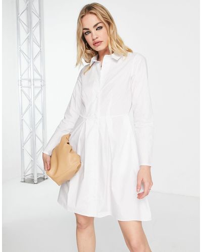 Closet Pleated Mini Shirt Dress - White