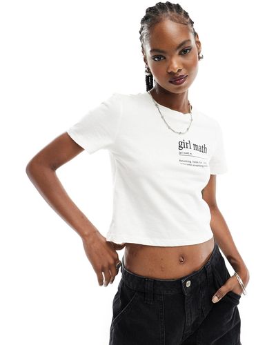 Something New T-shirt effet rétréci à imprimé girl math - Blanc